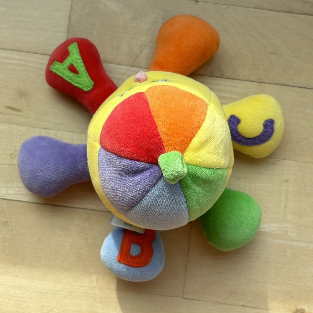 Baby Gund Octopus Rainbow Hector Plush Primary Color Vintage Y2K Rattle ABC Toy - Picture 3 of 8